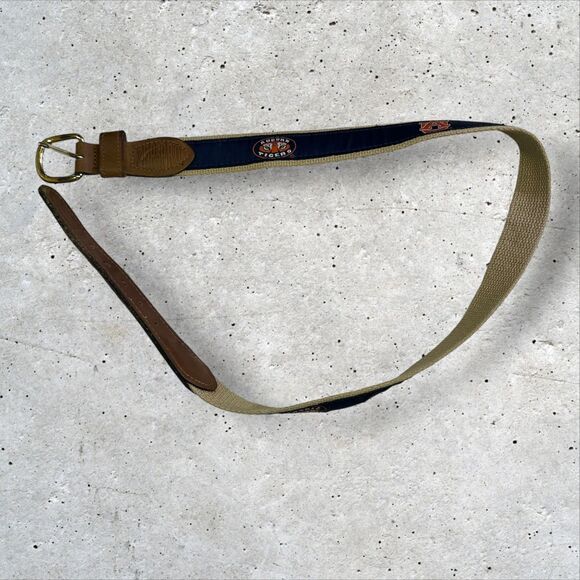 ZEP PRO University of Auburn Tigers Leather Canvas Ribbon Belt sz 32 - Picture 1 of 5